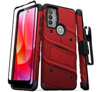 ZIZO Bolt Bundle Coque pour Moto G Power 2022 avec protection d'écran et béquille - Rouge