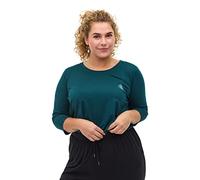 Zizzi Active by T-shirt d'entraînement pour femme avec manches 3/4 Taille 42-56, Vert bouteille, 44-46 grande taille