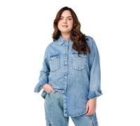 Zizzi Chemise à manches longues pour femme - Grandes tailles - Taille 42-60, Bleu jeans clair, 50-52 grande taille