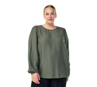 Zizzi Chemisier à manches longues en viscose pour femme - Grandes tailles - Taille 42-60, Thym, 54-56 grande taille
