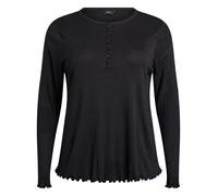 Zizzi Chemisier en jersey à manches longues pour femme - Grandes tailles - Boutons - Taille 42-60, Noir , 54-56 grande taille