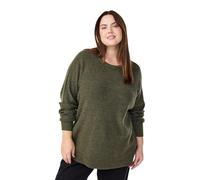 Zizzi Chemisier en tricot côtelé et col rond pour femme, grandes tailles, tailles 42-60, Sea Turtle Melange, 48-50 grande taille