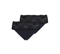 Zizzi Devoted by Lot de 2 tangas en dentelle pour femme Grandes tailles, Noir , 58