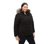 Zizzi Femmes Grandes Tailles Veste Capuche Col Fourrure Veste matelassée Taille, Noir , 48-50 grande taille