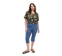 Zizzi Flash by Femme Grandes Tailles 3/4 Jeans Coupe ajustée, Bleu jeans clair, 48-50 grande taille
