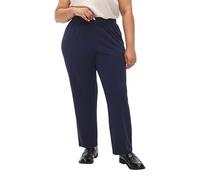 Zizzi Flash by Pantalon uni pour femmes Grandes tailles Coupe droite Taille 42-60, Bleu nuit, 62-64 grande taille