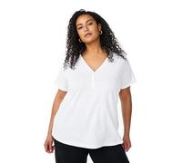 Zizzi Flash by T-shirt à col en V en coton pour femme Taille S à XXXL, Blanc éclatant., 50-52 grande taille