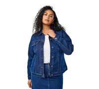 Zizzi Flash by Veste en jean pour femme Grandes tailles avec poches Taille 42-60, Bleu foncé denim, 44-46 grande taille