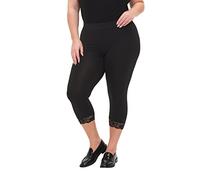 Zizzi Lot de 2 leggings 3/4 en dentelle pour femme, Noir/noir, 44-46 grande taille