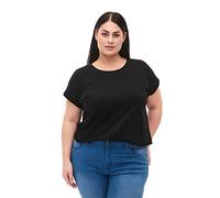 Zizzi Lot de 2 t-shirts en coton pour femme - Grandes tailles - Col rond - Tailles 42-60, Noir/noir, 44-46 grande taille