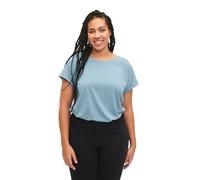 Zizzi Lot de 2 t-shirts pour femme - Grandes tailles - En coton - Col rond - Taille, Bleu fumé/noir, 48/50