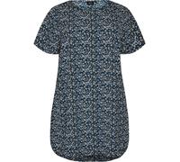 Zizzi Robe à manches courtes et col rond pour femme, grandes tailles, tailles 42-60, N. Sky Flwr Aop, 54-56 grande taille