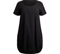 Zizzi Robe d'été pour femme - Grandes tailles - Robe ou tunique confortable pour l'été - 100 % coton - Robe ballon à manches courtes avec col rond et poches - Taille 42 à 60, noir 1, 58-60 grande