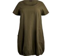Zizzi Robe d'été pour femme - Grandes tailles - Robe ou tunique confortable pour l'été - 100 % coton - Robe ballon à manches courtes avec col rond et poches - Taille 42 à 60, marron, 54-56 grande