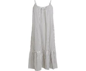 Zizzi Robe midi à rayures pour femme - Grandes tailles - Bretelles spaghetti - Taille 42 à 60, noir/rayures, 48-50 grande taille