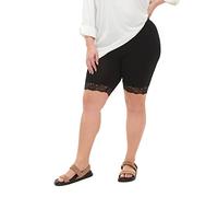 Zizzi Short de cyclisme pour femme, grandes tailles, ourlet en dentelle, taille, Noir, 54-56 Grote maten