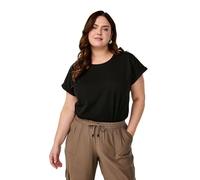 Zizzi T-shirt à col rond en coton grande taille pour femme, Noir, 48-50 grande taille