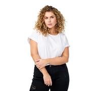 Zizzi T-shirt à col rond en coton grande taille pour femme, white-417, 48-50 grande taille