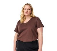 Zizzi T-shirt en coton à col en V pour femme, grandes tailles, tailles 42-60, Chocolate Martini, 50-52 grande taille
