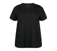 Zizzi T-shirt grande taille pour femme Col en V en coton Taille, Noir, 48-50 grande taille
