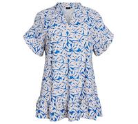Zizzi Tunique en coton à manches courtes pour femme, grandes tailles, tailles 42-60, Bleu Off White Aop, 48-50 grande taille