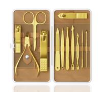 ZIZZON Kit professionnel de soins des ongles, 12 pièces pour manucure et pédicure avec étui de voyage, coupe-ongles en acier inoxydable, coupe-cuticules et outils de beauté, coffret cadeau portable