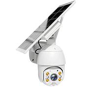 ZJ Caméra IP Solaire WiFi 1080P 8W Audio Bidirectionnel PTZ Rotation De La Caméra Caméra De Sécurité en Métal sans Fil PTZ Caméra CCTV Caméra D'alarme PIR(Color:WiFi 32G RAM)
