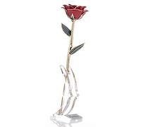 Zjchao 24k Red Rose Cadeaux Pour Elle, 29cm Longueur, Eternity Love Dipped Gold Real Rose Flower Preserve Eternal Christmas Anniversary Valentine's Day Present For Women / Wife / Girlfriend (Rouge)