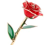 Zjchao 24k Rouge Rose De Noël Pour Elle, éternité éternité Amour Véritable Fleur Rose Plaqué Or, Romantique Pour Femme, Maman, Grand-mère, D'anniversaire, Anniversaire,
