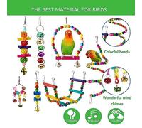 ZJchao 7pcs Bird Toys Ensemble, Jouets en Bois Sûrs et Durables pour Perroquets, avec Un Son Cloche et Attirer L'attention des Oiseaux, Facile à Installer pour Les Calocyles, Les (16)