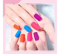 ZJchao Appuyez sur des Ongles Bâton sur les Clous Colle sur des Ongles de Faux Ongles Fluorescents Réutilisables sans Dégâts D'élimination 10 Tailles (1)