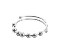 ZJchao Bague d'anxiété en Acier Inoxydable Réglable pour Soulager Le Stress, Perles Rotatives pour Femmes et Hommes, Design Ouvert, Bijoux Hypoallergéniques élégants, Cadeau pour Les