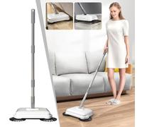 ZJchao Balayeuse de Sol, 2 en 1, Utilisation Humide et Sèche, Rotation à 360 Degrés, Balai Manuel Silencieux, Balayeuse de Sol à Conducteur Marchant, Balayeuse Manuelle, Balayeuse à