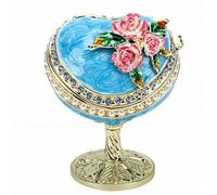 ZJchao Boîte à Bijoux en émail Rose, Boîte à Bibelots en Forme D'œuf avec et Accents de Perles, Charnière Magnétique pour Bague, Boucle D'oreille, Cadeau de Rangement, Anniversaire de (BLUE)