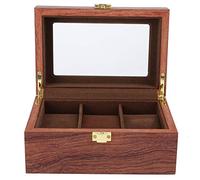 ZJchao Boîte à montres 3 emplacements, boîtier de montre, boîtier de montre Boîte à montre classique en bois avec couvercle en verre, coussins de montre amovibles Boîte de