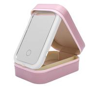 ZJchao Boîte de Miroir de Maquillage à LED de Voyage, Miroir de Courtoisie Portable avec 3 Températures de Couleur, Lumière, Organisateur de Cosmétiques Pliable avec Doublure en (Pink)