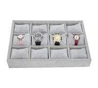 ZJchao Boîte de Présentation pour Montres, 12 Compartiments, Rangement pour Bijoux, Bracelets, avec Coussins Moelleux, Décoration D'intérieur