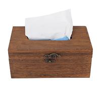 ZJchao Boîte de Tissus en Bois Vintage Décorative Deckin Habineur Retro Tapkin Paper Tail Storage Case With Burnt Paulownia Wood & Alloy for Home Massage Shop Living Room Study