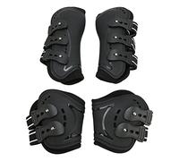 ZJchao Bottes de la Jambe Arrière Avant de Cheval Strong PU Néoprène, Conception Ventilée, Sangles à Double Couche et Ajustement Rapide des Boucles pour L'équitation, Le Spectacle de