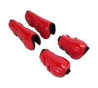 ZJchao Bottes de Sport de Cheval, Bottes de Cheval 4pcs PU Shell Tendon Boots Boots Soft Breathable Anti Slip Réglable de Tendon de Set à Sauts pour les Chevaux (1 Set Red XL)