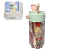 ZJchao Bouteille D'eau en Paille, Jolie Bouteille D'eau en Paille, Passoire à thé Intégrée avec Poignée, Beau Design Floral, Matériau PC pour Femmes, Filles, Travail, école, Voyage (GREEN)