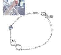 ZJchao Bracelet à 8 Motifs avec Pendentif en Forme de Cœur pour Femmes, élégant Bracelet en Cuivre plaqué Argent pour Anniversaire, Cadeaux de Fête des Mères