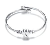 ZJchao Bracelet en Acier, élégant, Classique, Design Simple, en Forme de Cœur avec Lettre A, Ajustement Ergonomique pour Femme, Cadeau Parfait pour un Anniversaire, Noël, les Amis, les