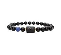 ZJchao Bracelet Extensible en Perles Noires, Corde élastique, Porte-bonheur, Bijoux pour Hommes et Femmes, Agate Noire, œil de Tigre, Turquoise Bleue, Jaspe Impérial, 19 Cm (Bélier)
