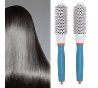 ZJchao Brosse à Cheveux Ronde en Céramique, Brosse de Coiffure Professionnelle avec Dents en Nylon, Tube en Aluminium, Conception Légère pour Salon, Usage Domestique, Ensemble de 2 (25#)