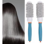 ZJchao Brosse à Cheveux Ronde en Céramique, Brosse de Coiffure Professionnelle avec Dents en Nylon, Tube en Aluminium, Conception Légère pour Salon, Usage Domestique, Ensemble de 2 (32#)