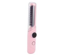 ZJchao Brosse à Lisser les Cheveux Fil, Mini Peigne Chaud Portable Rechargeable par USB avec Couvercle Anti-brûlure, Batterie de 2000 MAh pour Voyage, Usage Domestique, Tête de Peigne (PINK)
