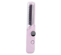 ZJchao Brosse à Lisser les Cheveux Fil, Mini Peigne Chaud Portable Rechargeable par USB avec Couvercle Anti-brûlure, Batterie de 2000 MAh pour Voyage, Usage Domestique, Tête de Peigne (BLUE)