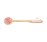ZJchao Brosse de Bain Double Face, épurateur de Dos à Manche Long de 17 Pouces avec Têtes de Brosse en Nylon Dense et en Silicone Souple, pour le Brossage à Sec et L'exfoliation Humide (PINK)