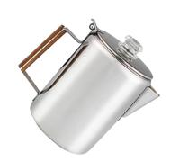 ZJchao Cafetière en Acier Inoxydable, Percolateur à Bec en V avec Poignée en Bois et Couvercle en Verre, Filtre Fin pour Cuisinière de Camping, Table de Cuisson à Induction électrique (9 tasses
